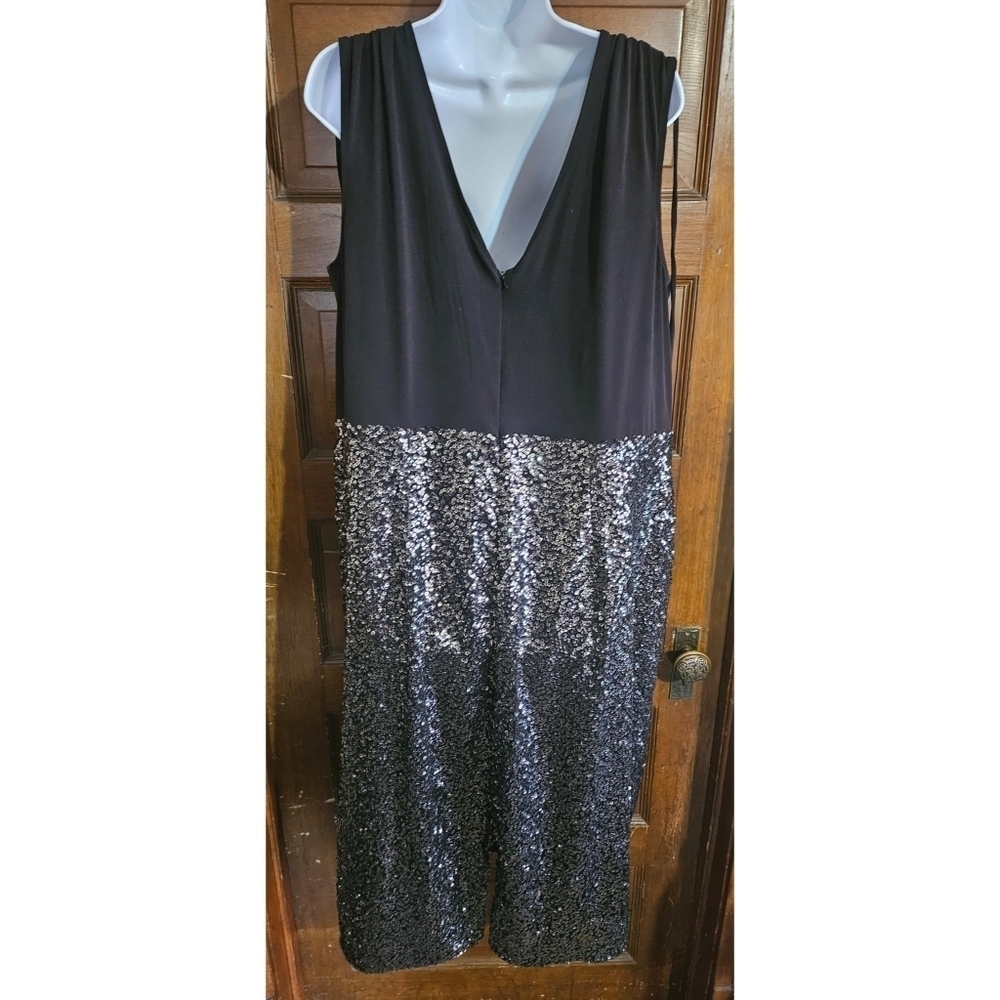 Black Top with Silver Sequin Pencil Dress - Picture 8 of 11